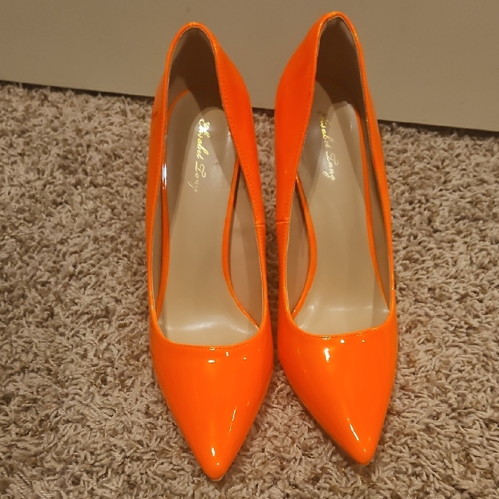 Elegant Orange Patent Leather Heels